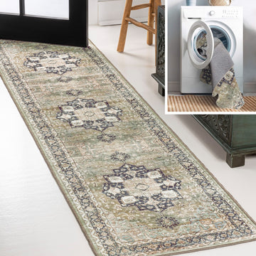 Maris Ornate Medallion Washable Area Rug